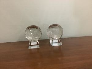 Clear Glass Round Faceted Sculpture each