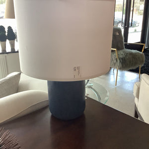 Small Navy blue cylinder lamp white shade