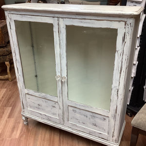 White Rustic Cabinet Glass Doors